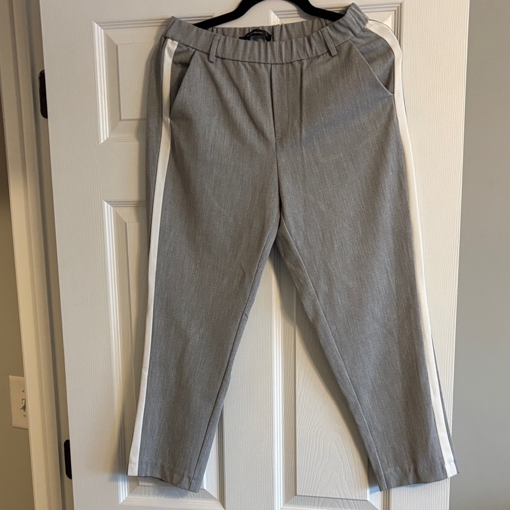 Zara Gray Joggers with White Stripes